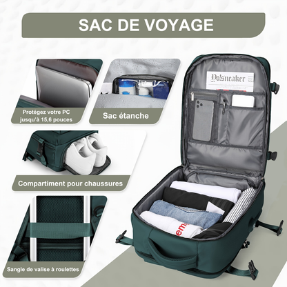 Travel Kit Go - Sac à Dos de Voyage Premium – Dimensions compatible bagage cabine et Idéal pour le Business e le Sport