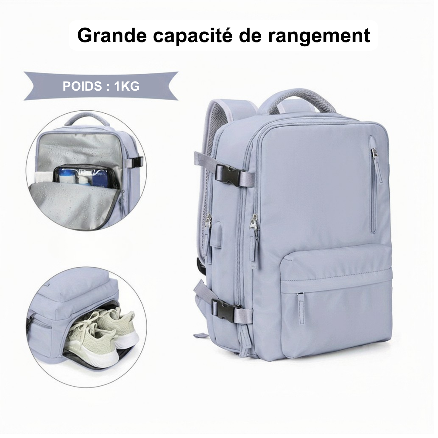 Travel Kit Go - Sac à Dos de Voyage Premium – Dimensions compatible bagage cabine et Idéal pour le Business e le Sport