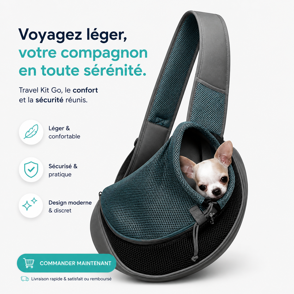 Travel Kit Go – Sac à Bandoulière Réfléchissant pour Animal