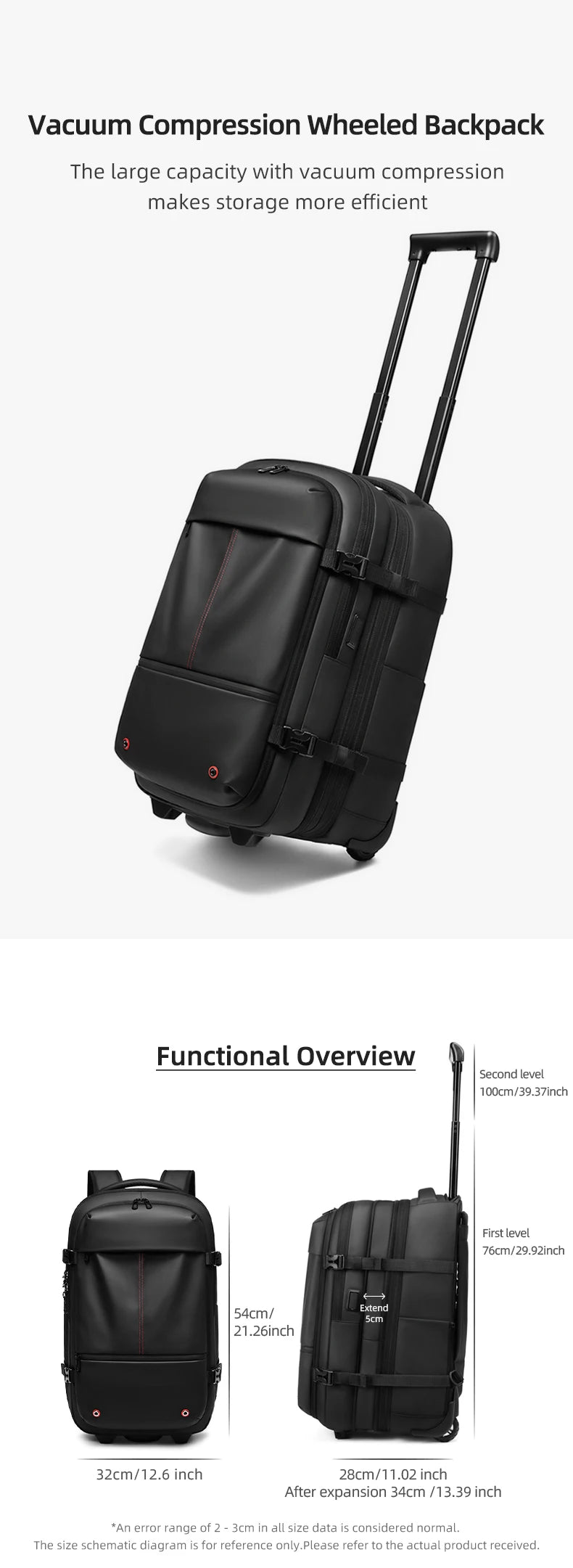 Travel Trolley vacuum compression business backpacks pump for Man Wheeled backpack On wheels luggage Rolling Bags For Boardable
